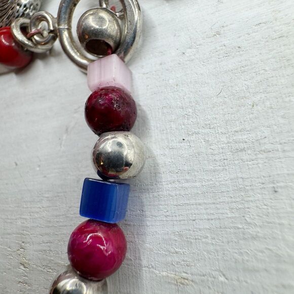 Patriotic Fourth Of July Bald Eagle Sterling Silver Beaded Bracelet USA Holiday - Picture 11 of 14